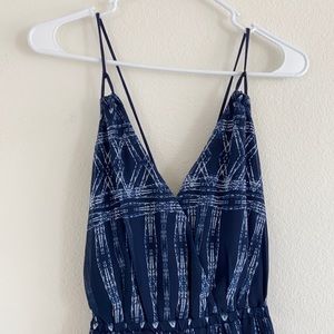 Trac Blue Back Tie Boho Jumpsuit